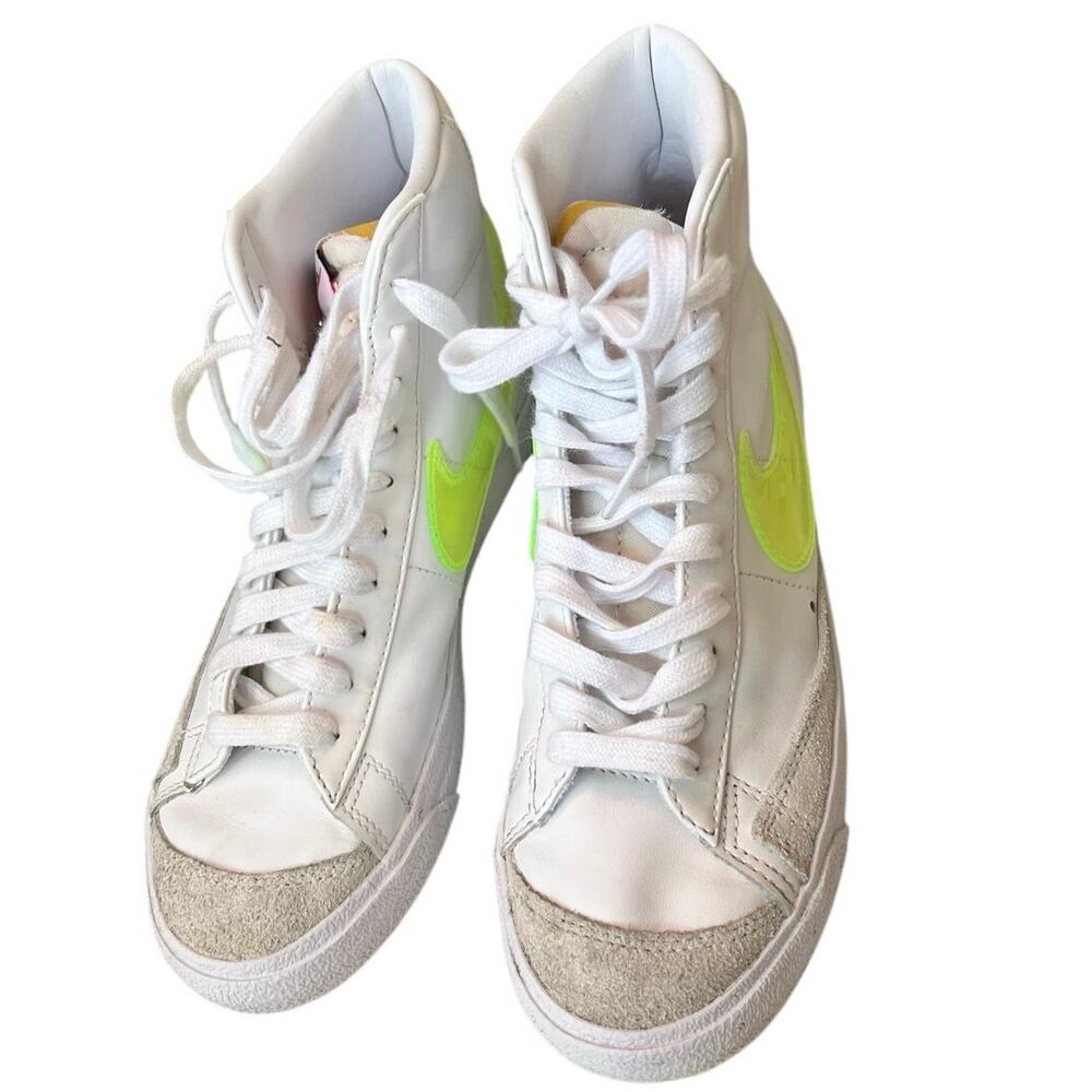 Nike Blazer Mid White Neon Volt Green Dopamine High Top Sneakers Women’s US 7